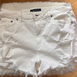 Aeropostale White Jean Shorts Distressed Frayed Hem